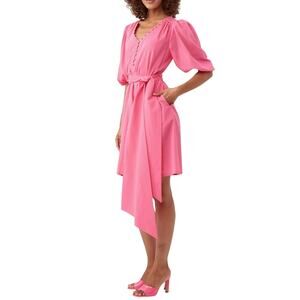 Trina Turk $228 Malina Belted Cotton Voile Minidress Pink Size L